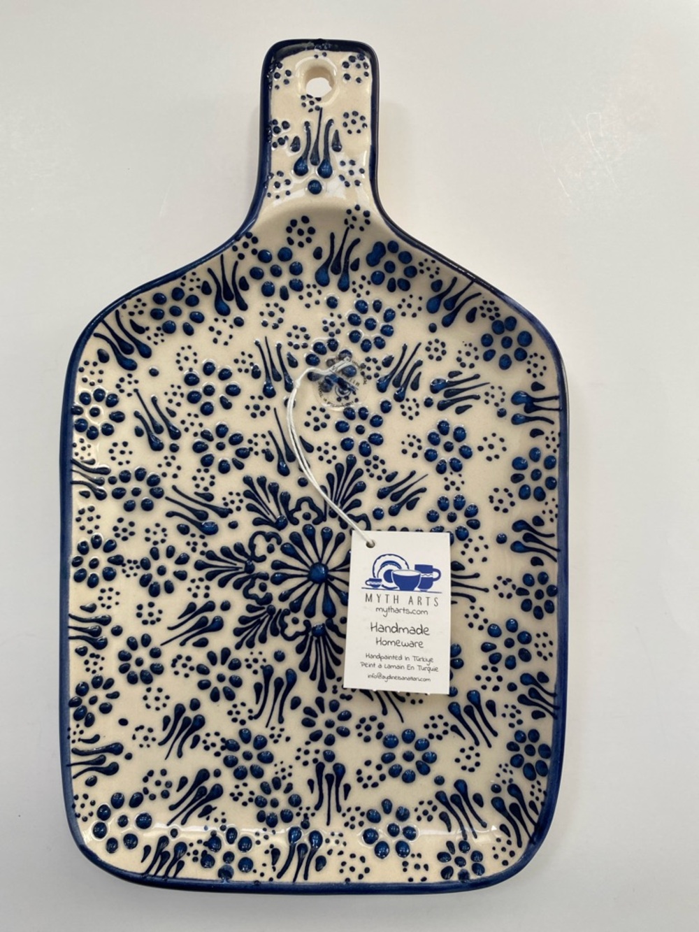 Handmade Turkish Ceramic Trivet /
Wall Hanging Blue White Floral
Pattern NEW